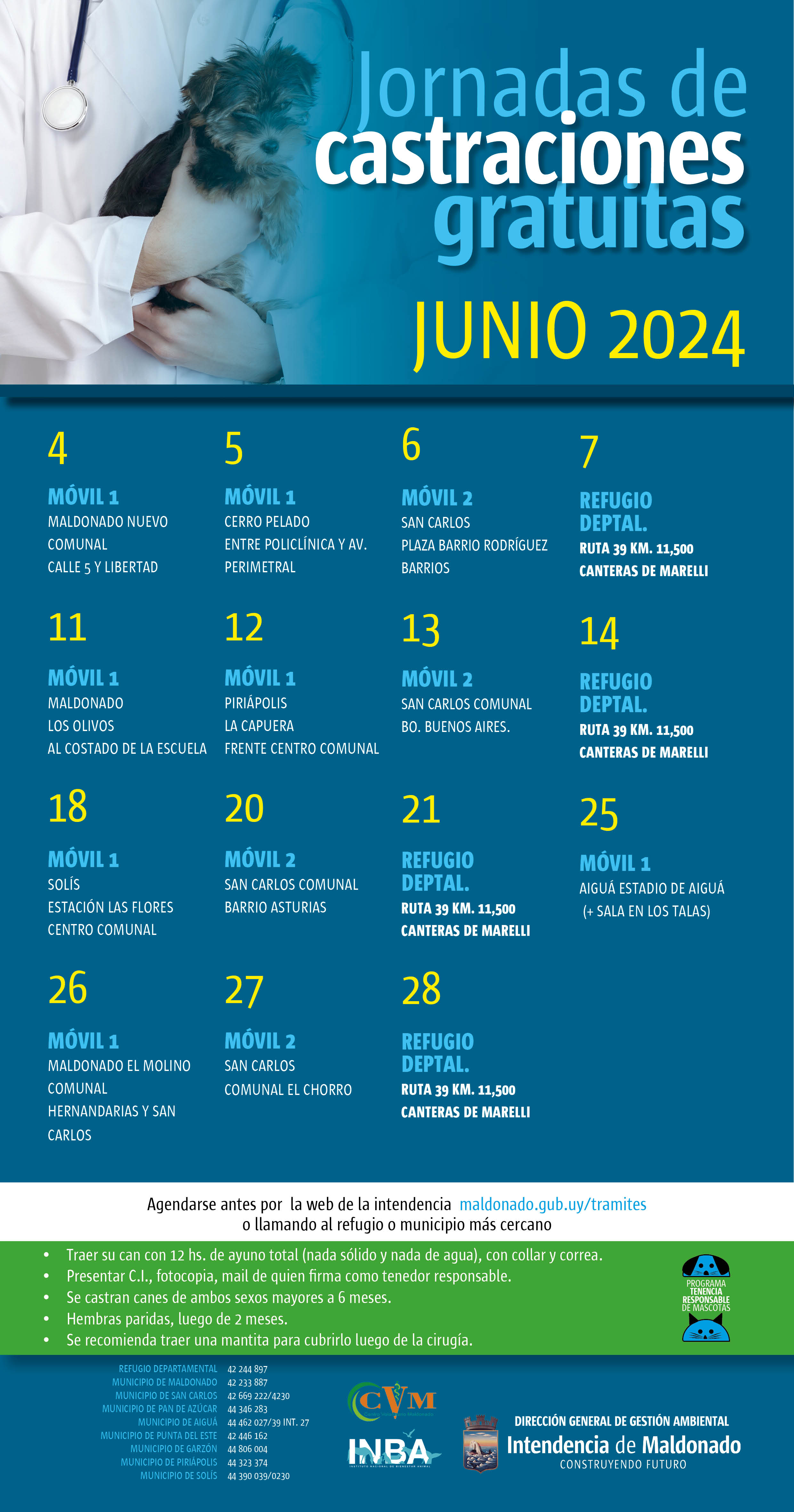 Calendario de castraciones caninas junio 