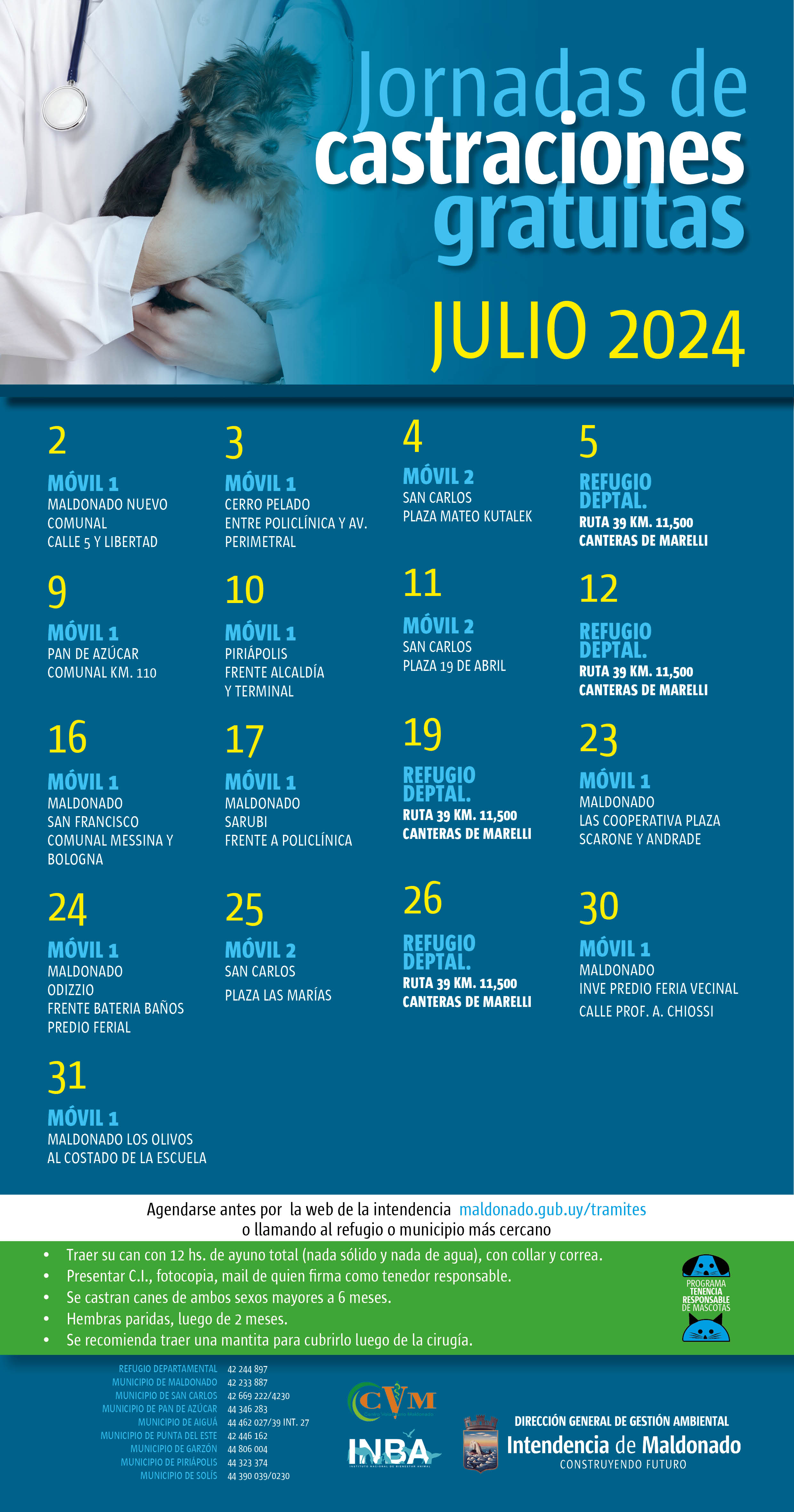 Calendario de castraciones caninas